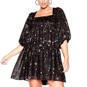 NWT Nasty Gal Star Sparkly Tiered Mini Smock Dress